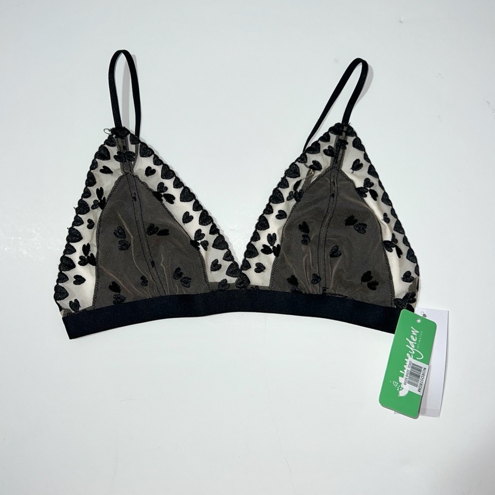 NWT Honeydew Katarina Heart Mesh Bralette‎ Black Medium
